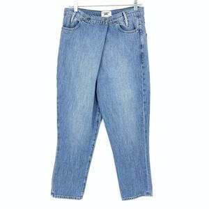 FRAME Women's Size 24 Blue Le Overlap Jeans Jett Light Wash High Rise Cropped